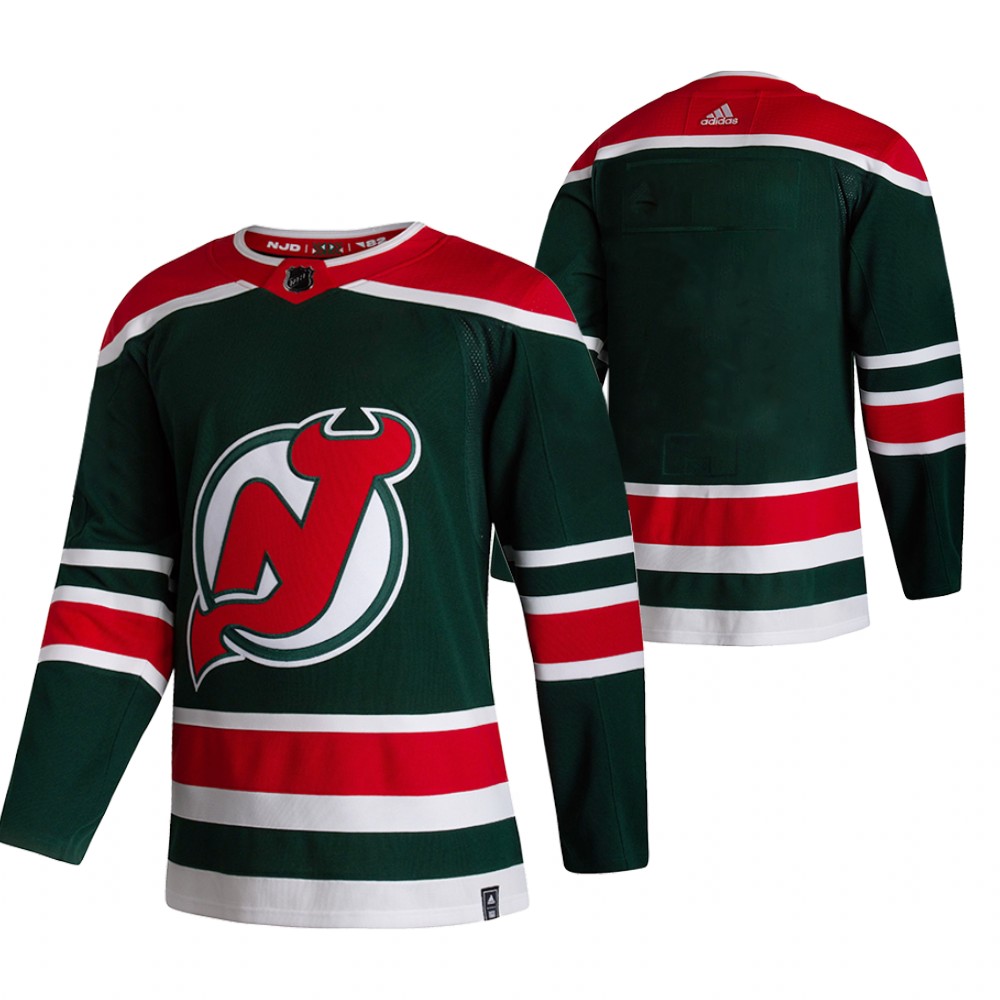 2021 Adidias New Jersey Devils Blank Green Men Reverse Retro Alternate NHL Jersey->new jersey devils->NHL Jersey